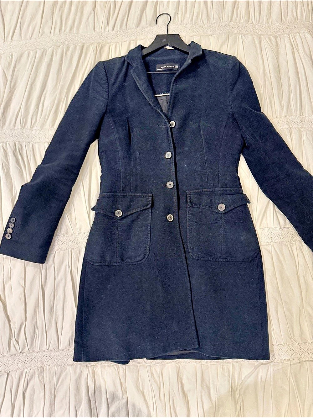 Zara Black Cotton Coat size small